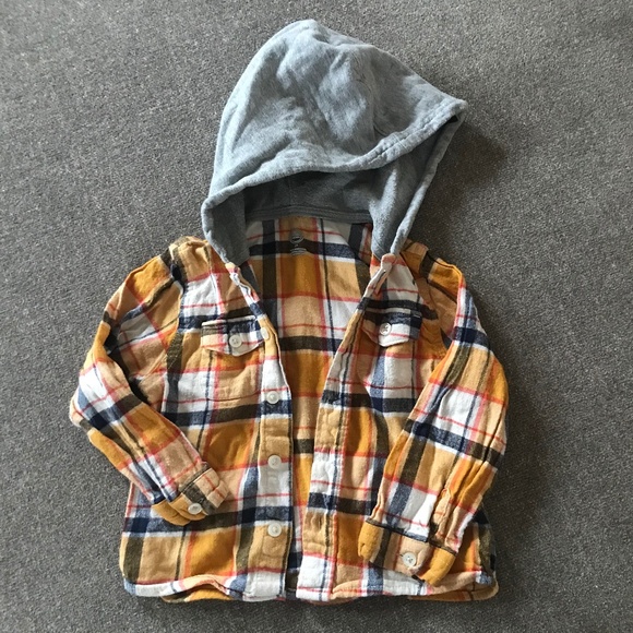 ☀5/10$!! Plaid Hooded Button Down Shirt - Picture 1 of 9